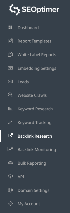 Pestaña de Investigación de Backlinks 